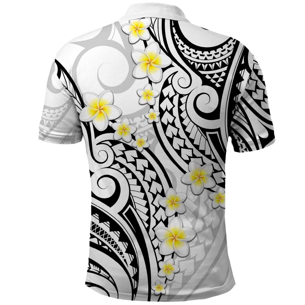 Plumeria With White Polynesian Tattoo Pattern Polo Shirt