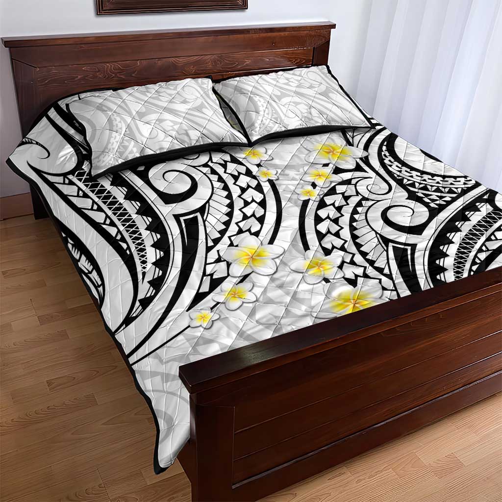 Plumeria With White Polynesian Tattoo Pattern Quilt Bed Set LT05 - Polynesian Pride