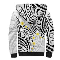 Plumeria With White Polynesian Tattoo Pattern Sherpa Hoodie LT05 - Polynesian Pride