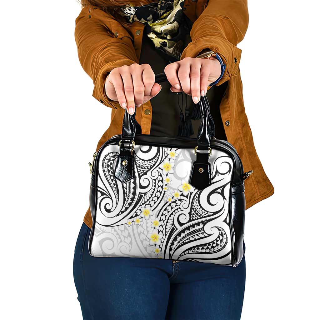 Plumeria With White Polynesian Tattoo Pattern Shoulder Handbag