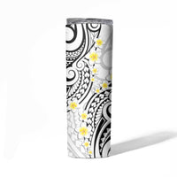 Plumeria With White Polynesian Tattoo Pattern Skinny Tumbler LT05 - Polynesian Pride