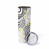 Plumeria With White Polynesian Tattoo Pattern Skinny Tumbler LT05 - Polynesian Pride