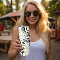 Plumeria With White Polynesian Tattoo Pattern Skinny Tumbler LT05 - Polynesian Pride