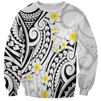 Plumeria With White Polynesian Tattoo Pattern Sweatshirt LT05 Unisex White - Polynesian Pride