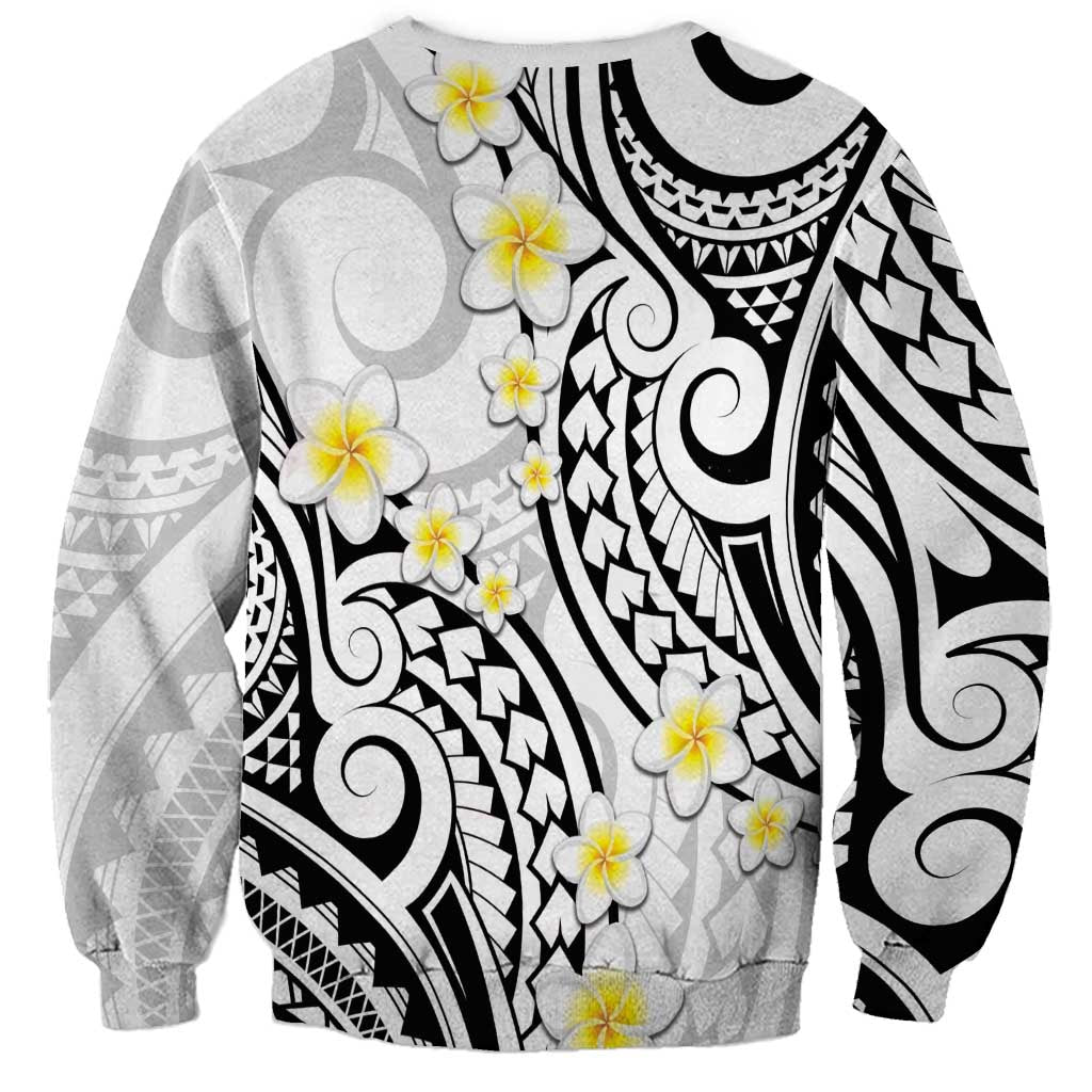 Plumeria With White Polynesian Tattoo Pattern Sweatshirt LT05 - Polynesian Pride