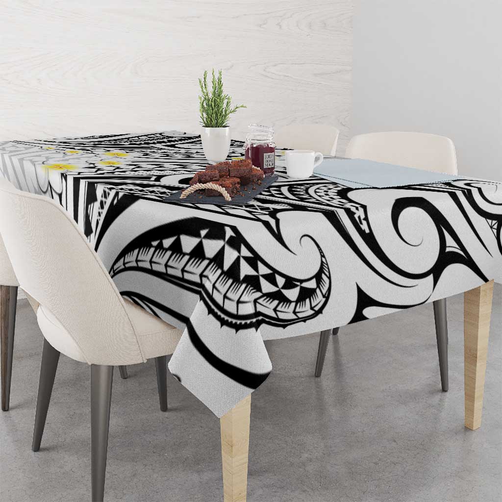 Plumeria With White Polynesian Tattoo Pattern Tablecloth LT05 - Polynesian Pride