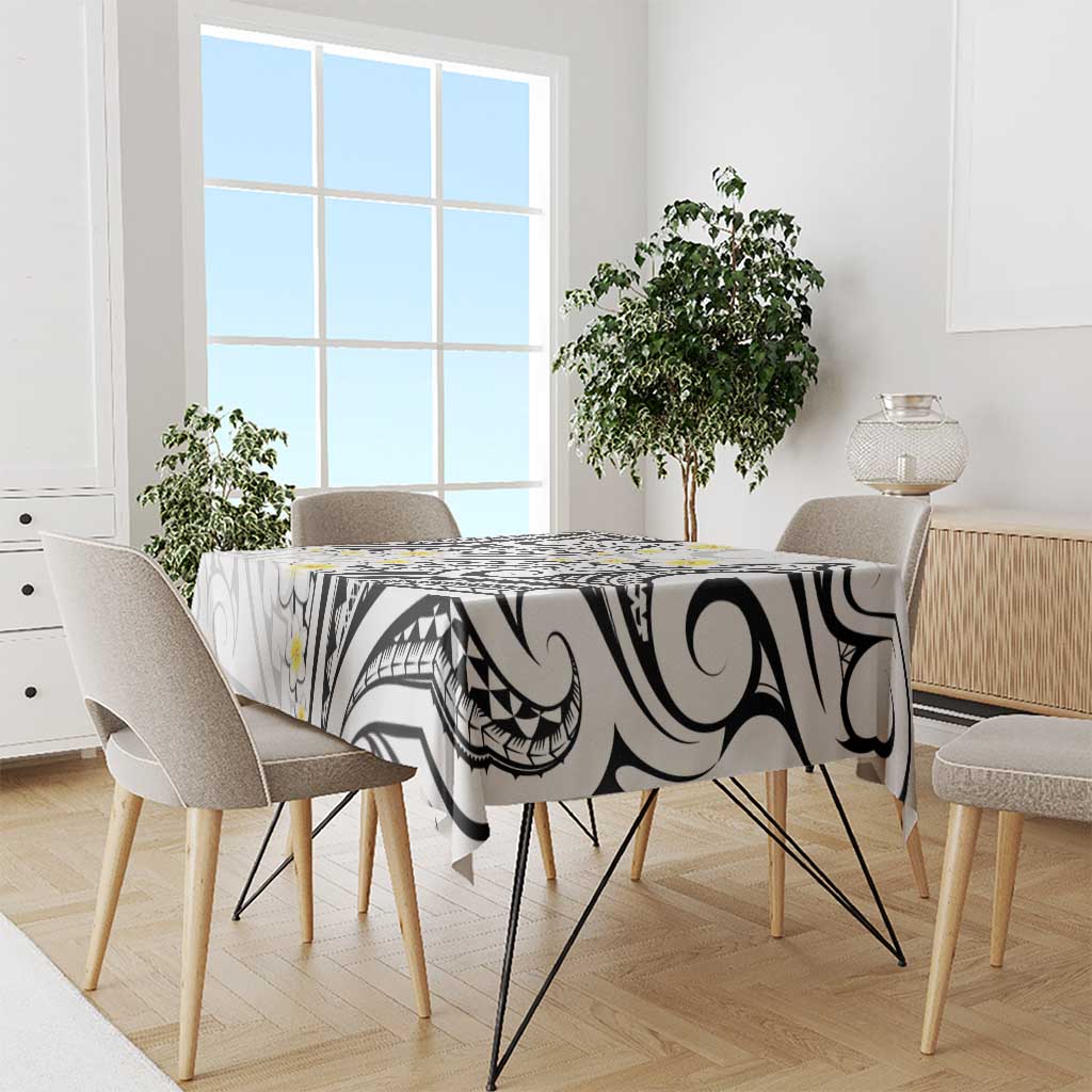 Plumeria With White Polynesian Tattoo Pattern Tablecloth LT05 - Polynesian Pride