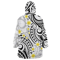 Plumeria With White Polynesian Tattoo Pattern Wearable Blanket Hoodie LT05 - Polynesian Pride