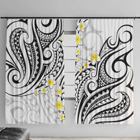 Plumeria With White Polynesian Tattoo Pattern Window Curtain LT05 With Hooks White - Polynesian Pride