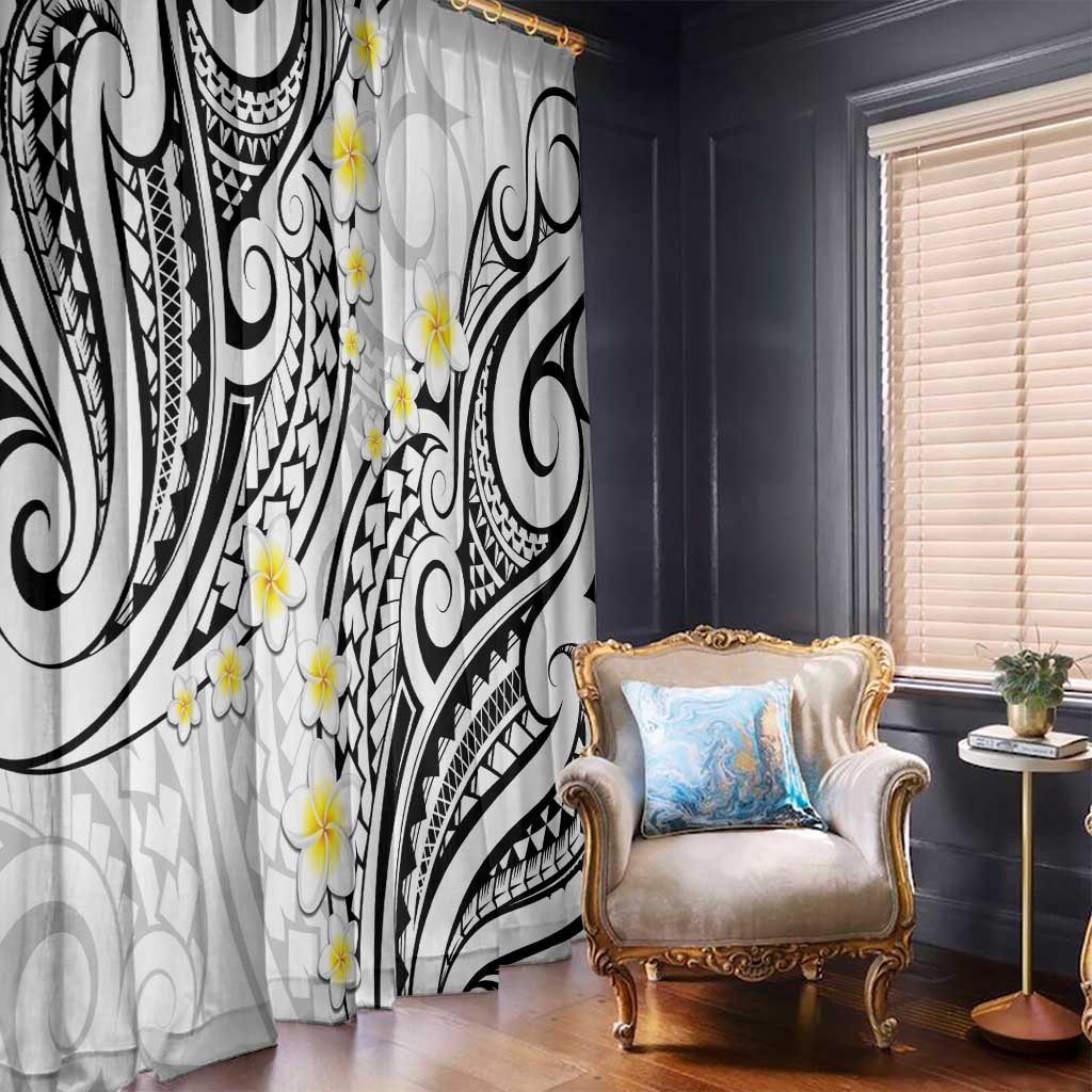 Plumeria With White Polynesian Tattoo Pattern Window Curtain LT05 - Polynesian Pride
