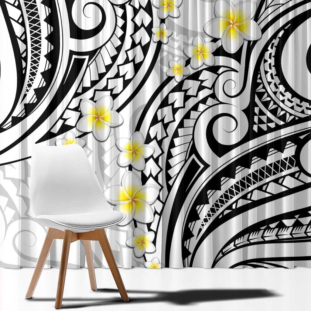 Plumeria With White Polynesian Tattoo Pattern Window Curtain LT05 - Polynesian Pride