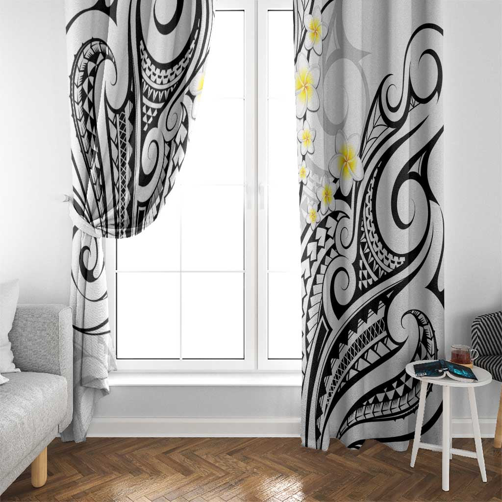 Plumeria With White Polynesian Tattoo Pattern Window Curtain LT05 - Polynesian Pride