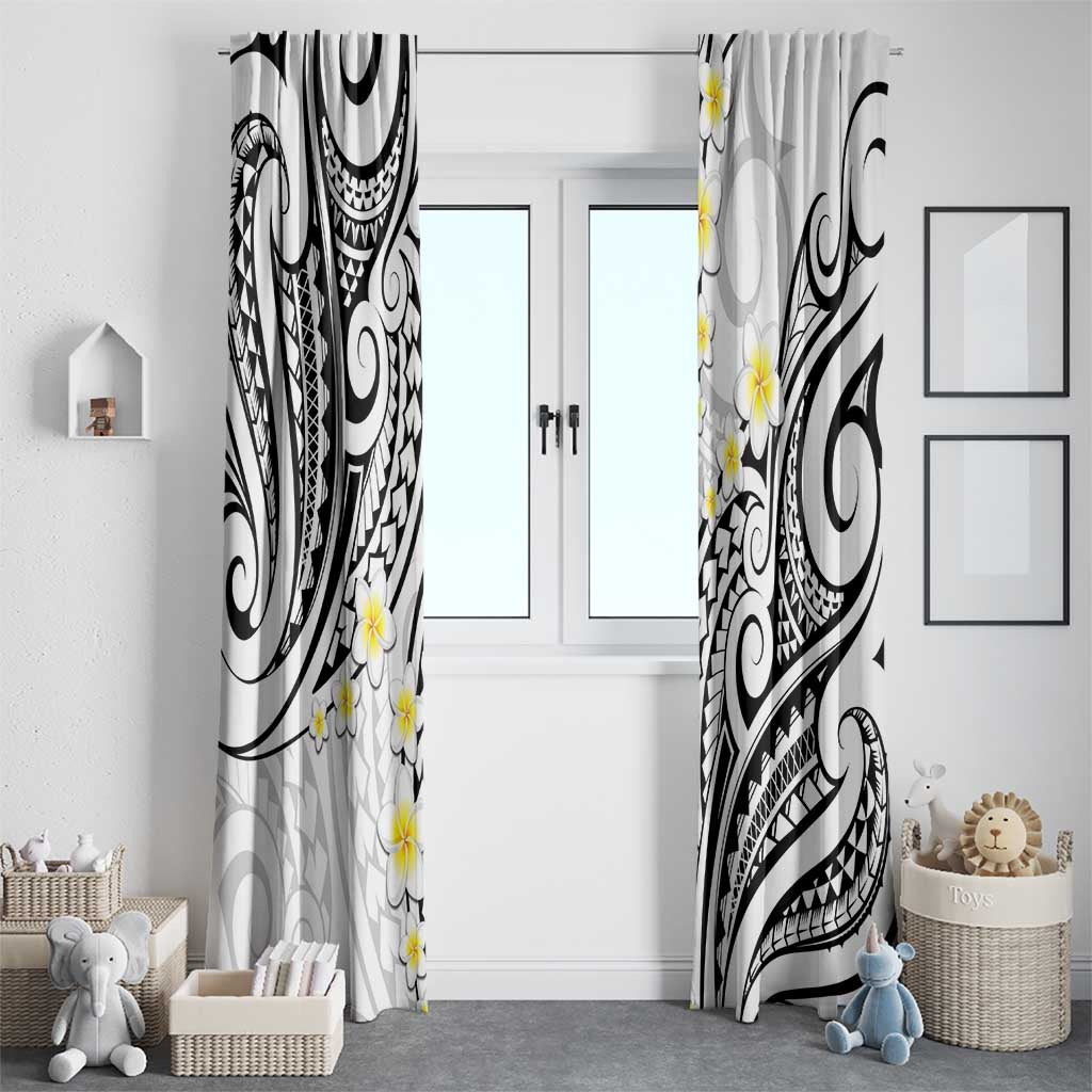 Plumeria With White Polynesian Tattoo Pattern Window Curtain LT05 - Polynesian Pride