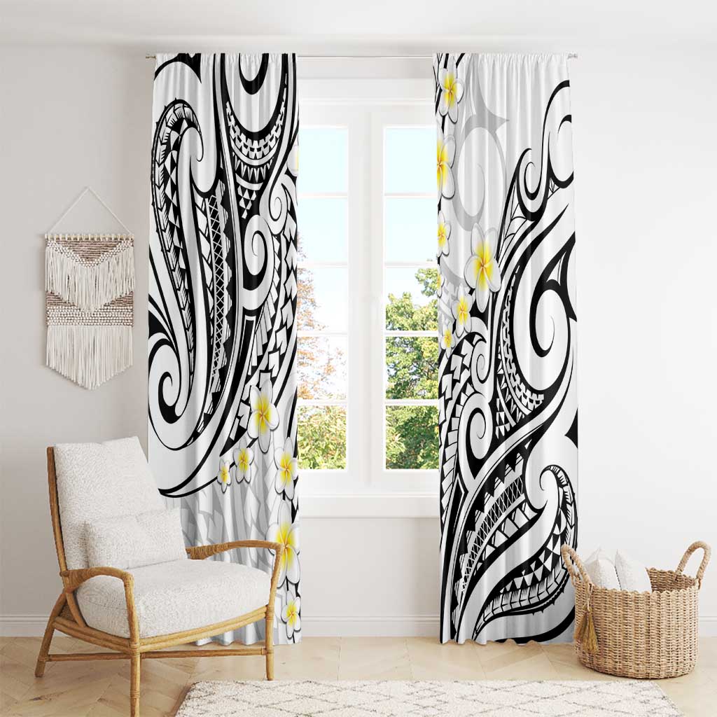 Plumeria With White Polynesian Tattoo Pattern Window Curtain LT05 - Polynesian Pride