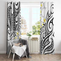 Plumeria With White Polynesian Tattoo Pattern Window Curtain LT05 - Polynesian Pride