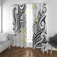 Plumeria With White Polynesian Tattoo Pattern Window Curtain LT05 With Grommets White - Polynesian Pride