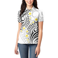 Plumeria With White Polynesian Tattoo Pattern Women Polo Shirt