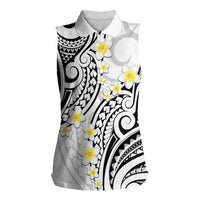Plumeria With White Polynesian Tattoo Pattern Women Sleeveless Polo Shirt