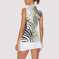 Plumeria With White Polynesian Tattoo Pattern Women Sleeveless Polo Shirt