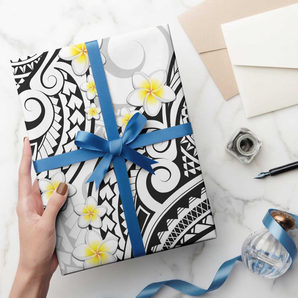 Plumeria With White Polynesian Tattoo Pattern Wrapping Paper LT05 - Polynesian Pride