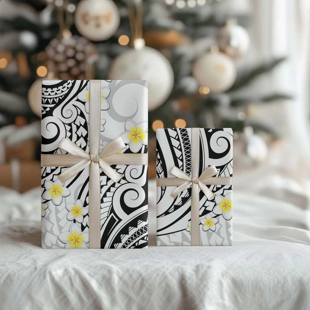 Plumeria With White Polynesian Tattoo Pattern Wrapping Paper LT05 - Polynesian Pride