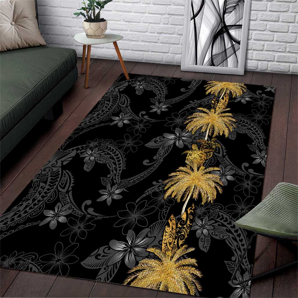 Hawaiian Honu And Surfboards Area Rug Gold Style - Polynesian Pride