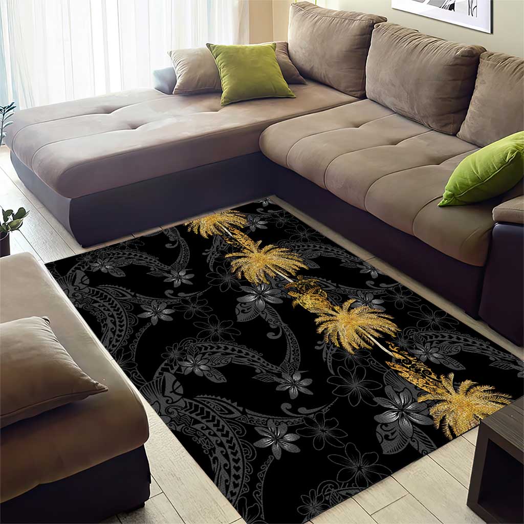 Hawaiian Honu And Surfboards Area Rug Gold Style - Polynesian Pride
