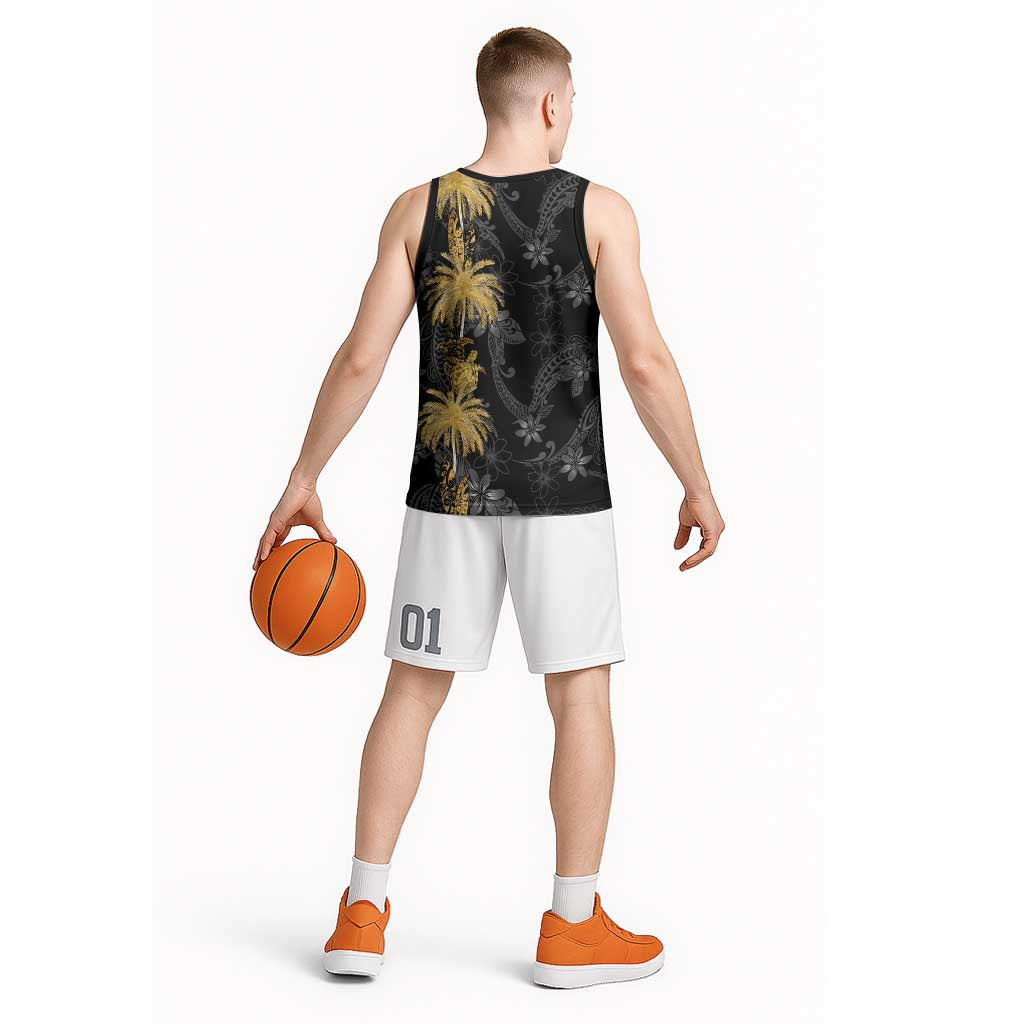 Hawaiian Honu And Surfboards Basketball Jersey Gold Style - Polynesian Pride