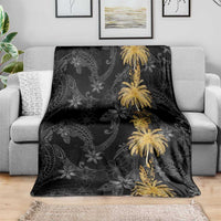 Hawaiian Honu And Surfboards Blanket Gold Style - Polynesian Pride