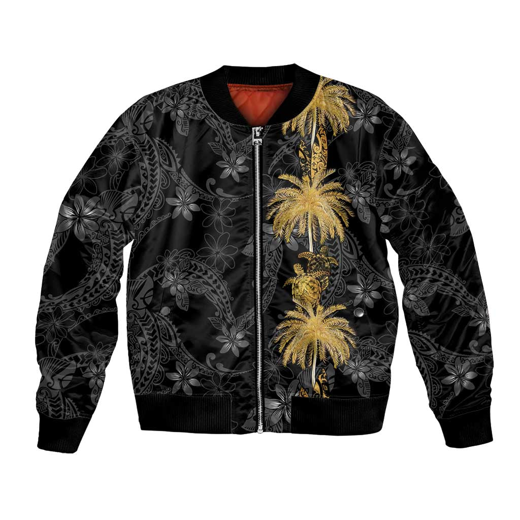Hawaiian Honu And Surfboards Bomber Jacket Gold Style - Polynesian Pride