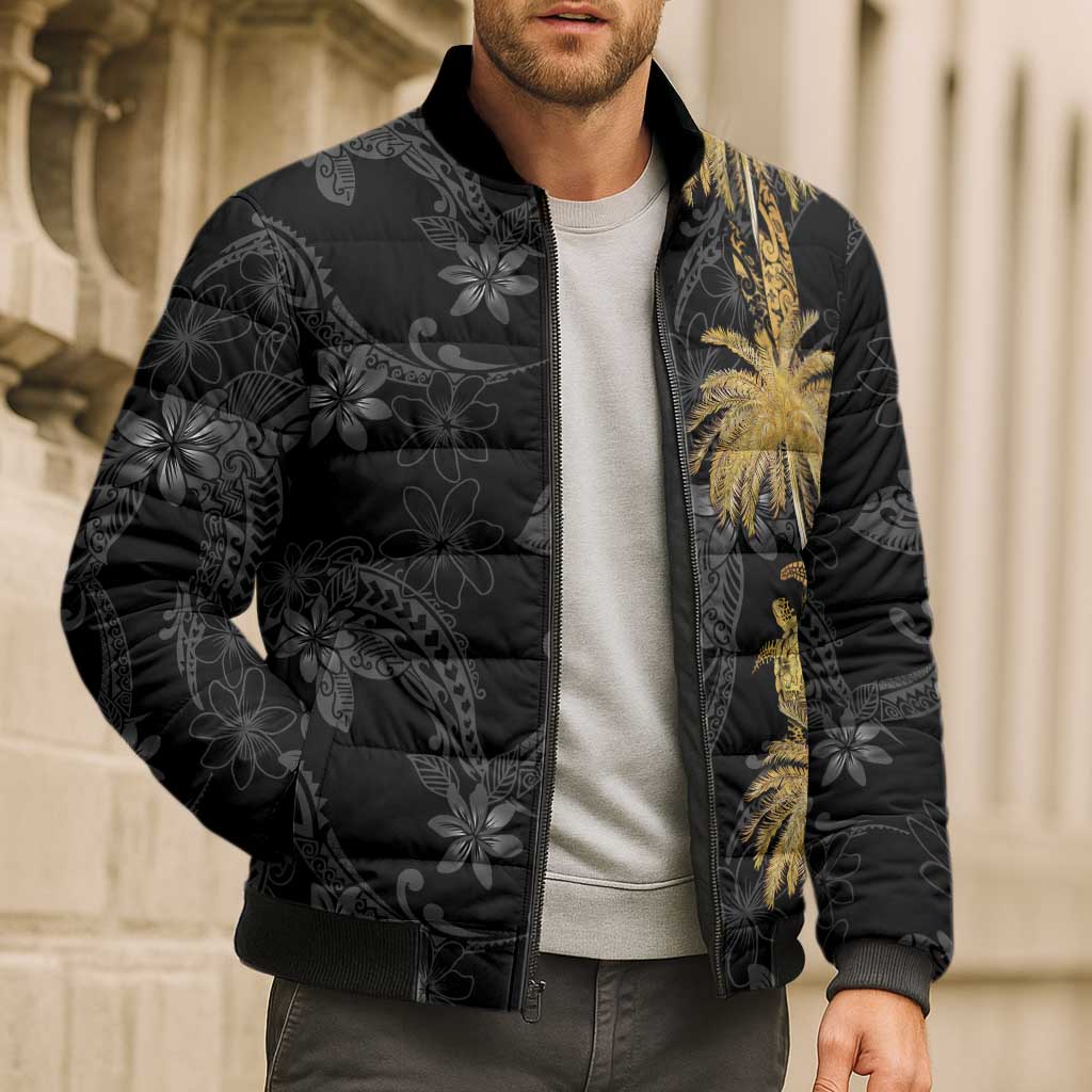 Hawaiian Honu And Surfboards Bomber Puffer Jacket Gold Style - Polynesian Pride