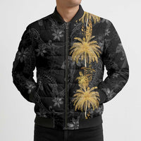 Hawaiian Honu And Surfboards Bomber Puffer Jacket Gold Style - Polynesian Pride