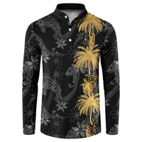 Hawaiian Honu And Surfboards Button Sweatshirt Gold Style LT05 Gold - Polynesian Pride