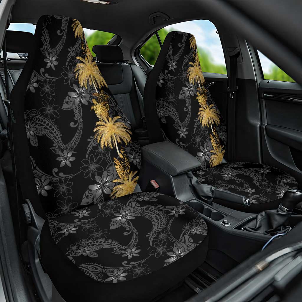 Hawaiian Honu And Surfboards Car Seat Cover Gold Style - Polynesian Pride