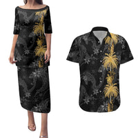 Hawaiian Honu And Surfboards Couples Matching Puletasi and Hawaiian Shirt Gold Style LT05 Gold - Polynesian Pride