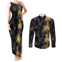Hawaiian Honu And Surfboards Couples Matching Tank Maxi Dress and Long Sleeve Button Shirt Gold Style LT05 Gold - Polynesian Pride