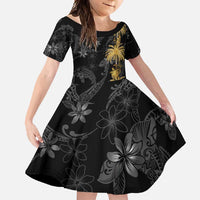 Hawaiian Honu And Surfboards Family Matching Long Sleeve Bodycon Dress and Hawaiian Shirt Gold Style - Polynesian Pride
