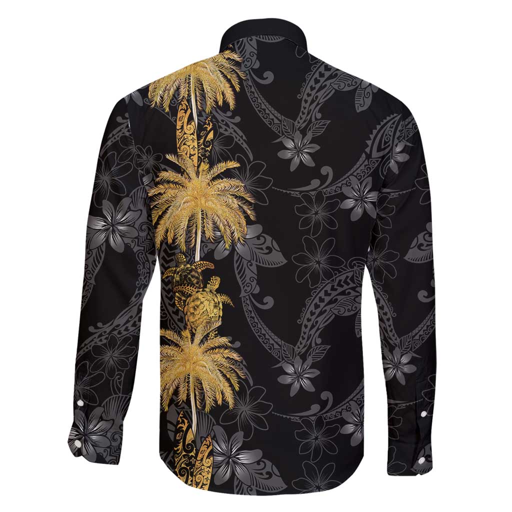 Hawaiian Honu And Surfboards Family Matching Long Sleeve Bodycon Dress and Hawaiian Shirt Gold Style - Polynesian Pride