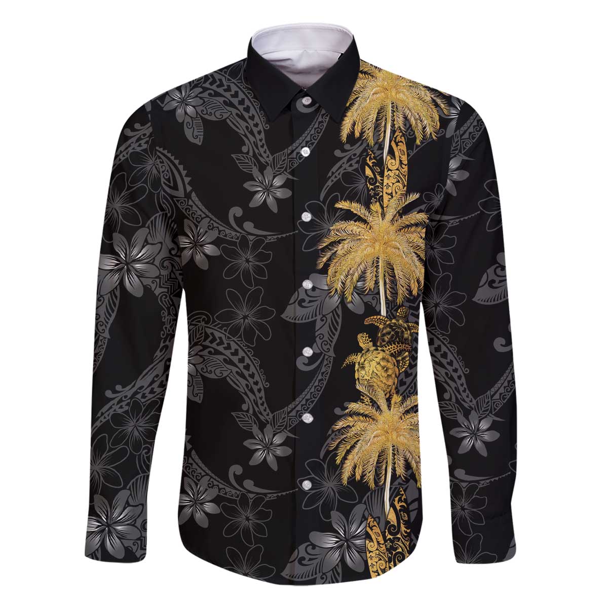 Hawaiian Honu And Surfboards Family Matching Off The Shoulder Long Sleeve Dress and Hawaiian Shirt Gold Style - Polynesian Pride