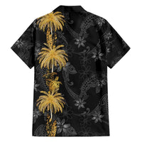 Hawaiian Honu And Surfboards Family Matching Off Shoulder Maxi Dress and Hawaiian Shirt Gold Style - Polynesian Pride