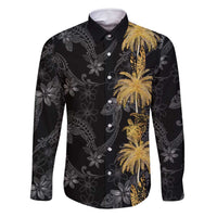 Hawaiian Honu And Surfboards Family Matching Off Shoulder Maxi Dress and Hawaiian Shirt Gold Style - Polynesian Pride