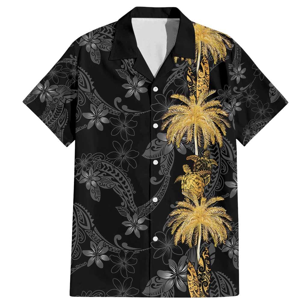 Hawaiian Honu And Surfboards Family Matching Off Shoulder Short Dress and Hawaiian Shirt Gold Style - Polynesian Pride