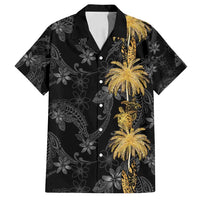 Hawaiian Honu And Surfboards Family Matching Off Shoulder Short Dress and Hawaiian Shirt Gold Style - Polynesian Pride