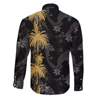 Hawaiian Honu And Surfboards Family Matching Short Sleeve Bodycon Dress and Hawaiian Shirt Gold Style - Polynesian Pride