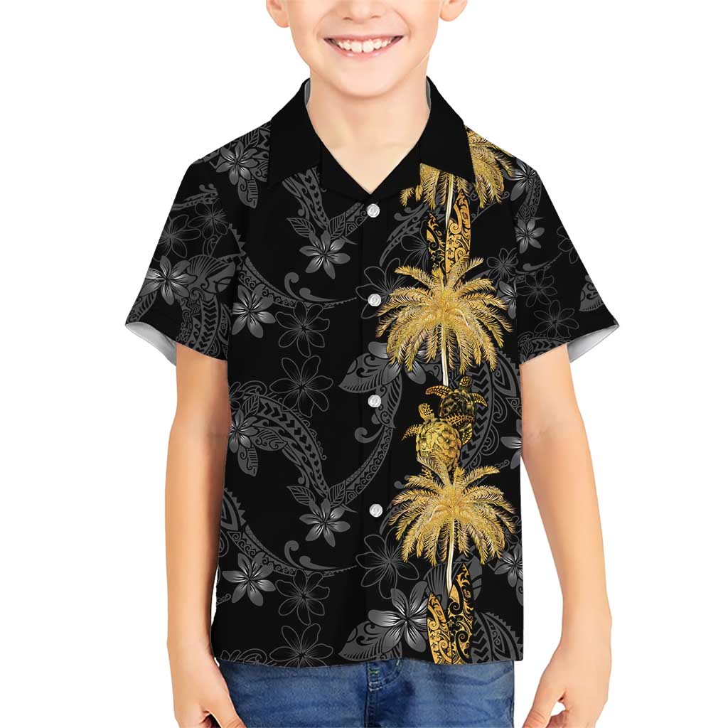 Hawaiian Honu And Surfboards Family Matching Short Sleeve Bodycon Dress and Hawaiian Shirt Gold Style - Polynesian Pride
