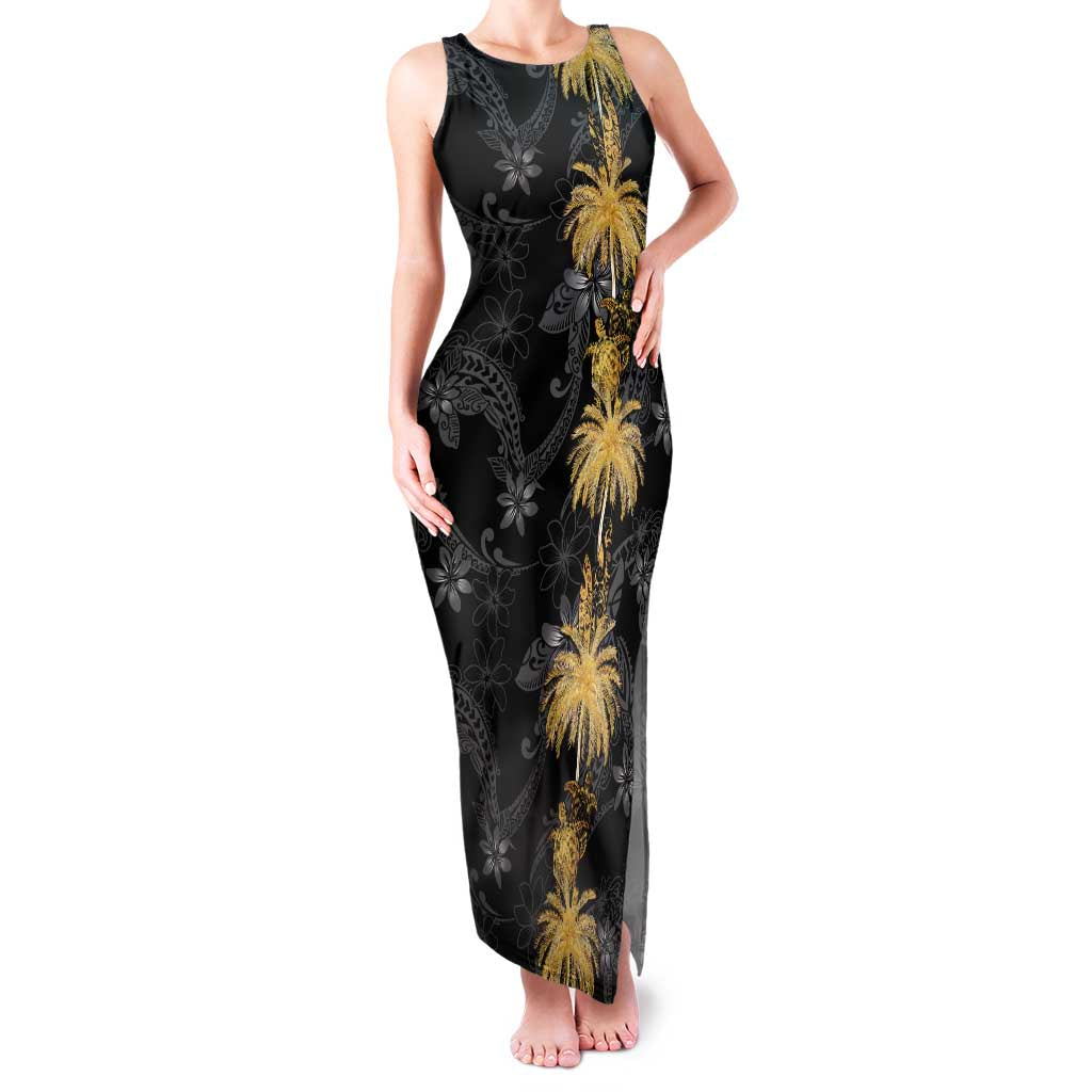 Hawaiian Honu And Surfboards Family Matching Tank Maxi Dress and Hawaiian Shirt Gold Style - Polynesian Pride