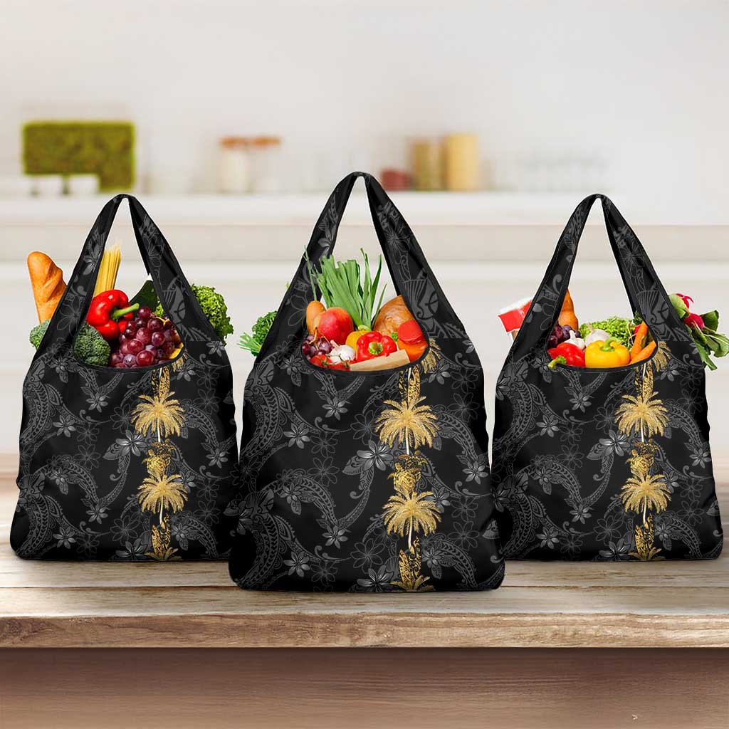 Hawaiian Honu And Surfboards Grocery Bag Gold Style LT05 3-pack One Size Gold - Polynesian Pride