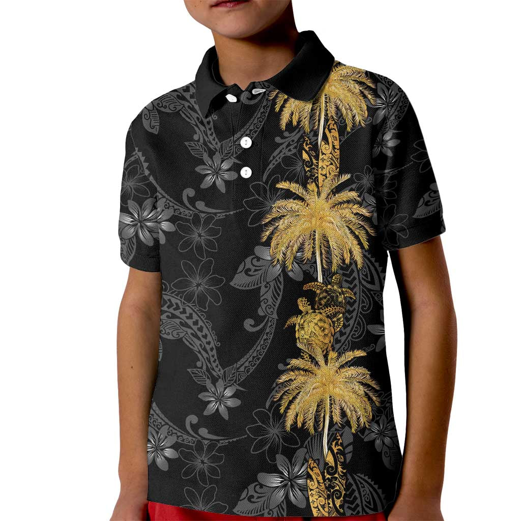 Hawaiian Honu And Surfboards Kid Polo Shirt Gold Style - Polynesian Pride