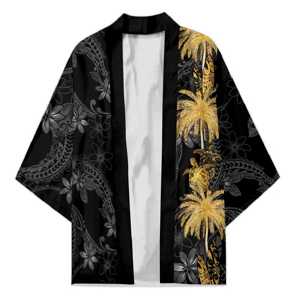 Hawaiian Honu And Surfboards Kimono Gold Style - Polynesian Pride