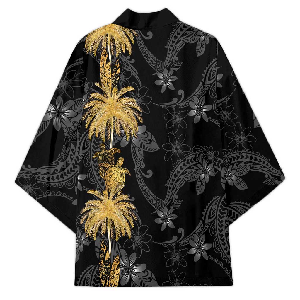 Hawaiian Honu And Surfboards Kimono Gold Style - Polynesian Pride